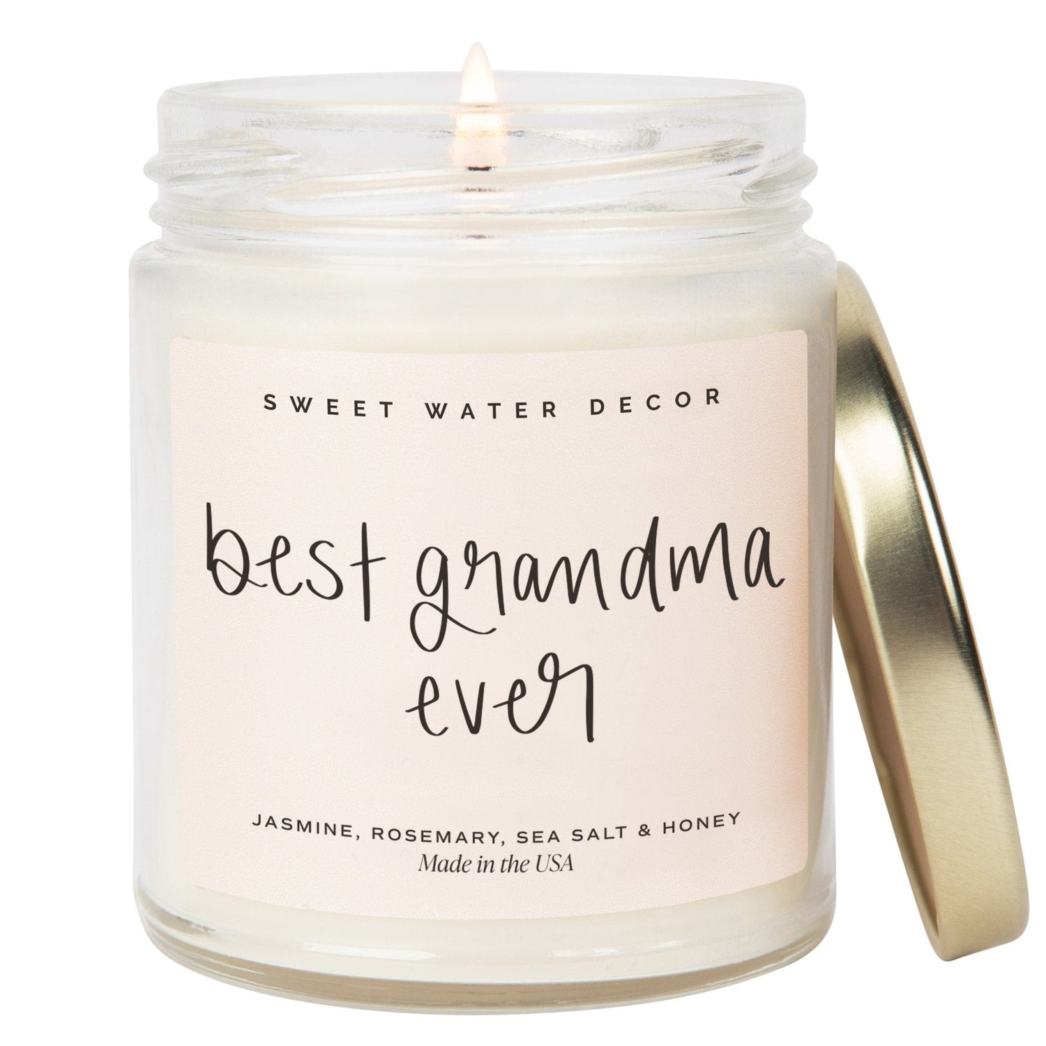 Best Grandma Ever Soy Candle - Clear Jar - 9 oz (Wildflowers and Salt) - Tenth &amp; Pine - Candles - 