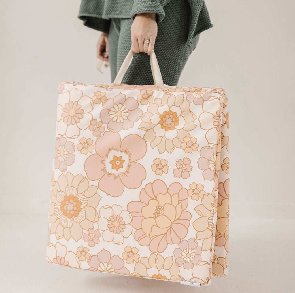 Blooms Vegan Leather Mat - Tenth &amp; Pine - Vegan Leather Padded Mat - Standard