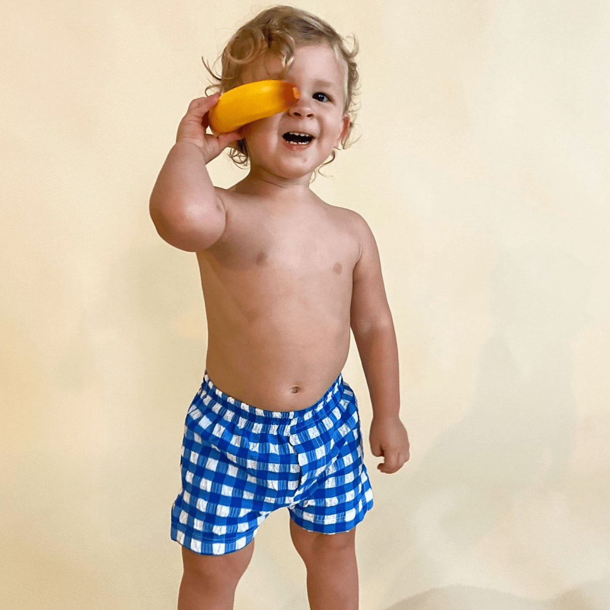 Blue Gingham Mini Swim Trunk - Tenth &amp; Pine - Mini Swimwear - 0 - 6 Months - Blue Gingham - Montce