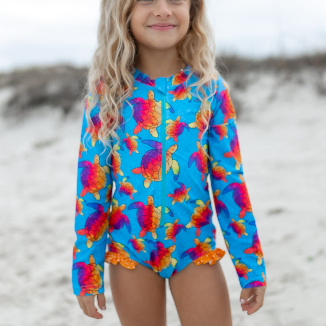 Blue Rainbow Turtle Zip Swimsuit - Tenth &amp; Pine - Swimsuit - 2 - Oopsie Daisy