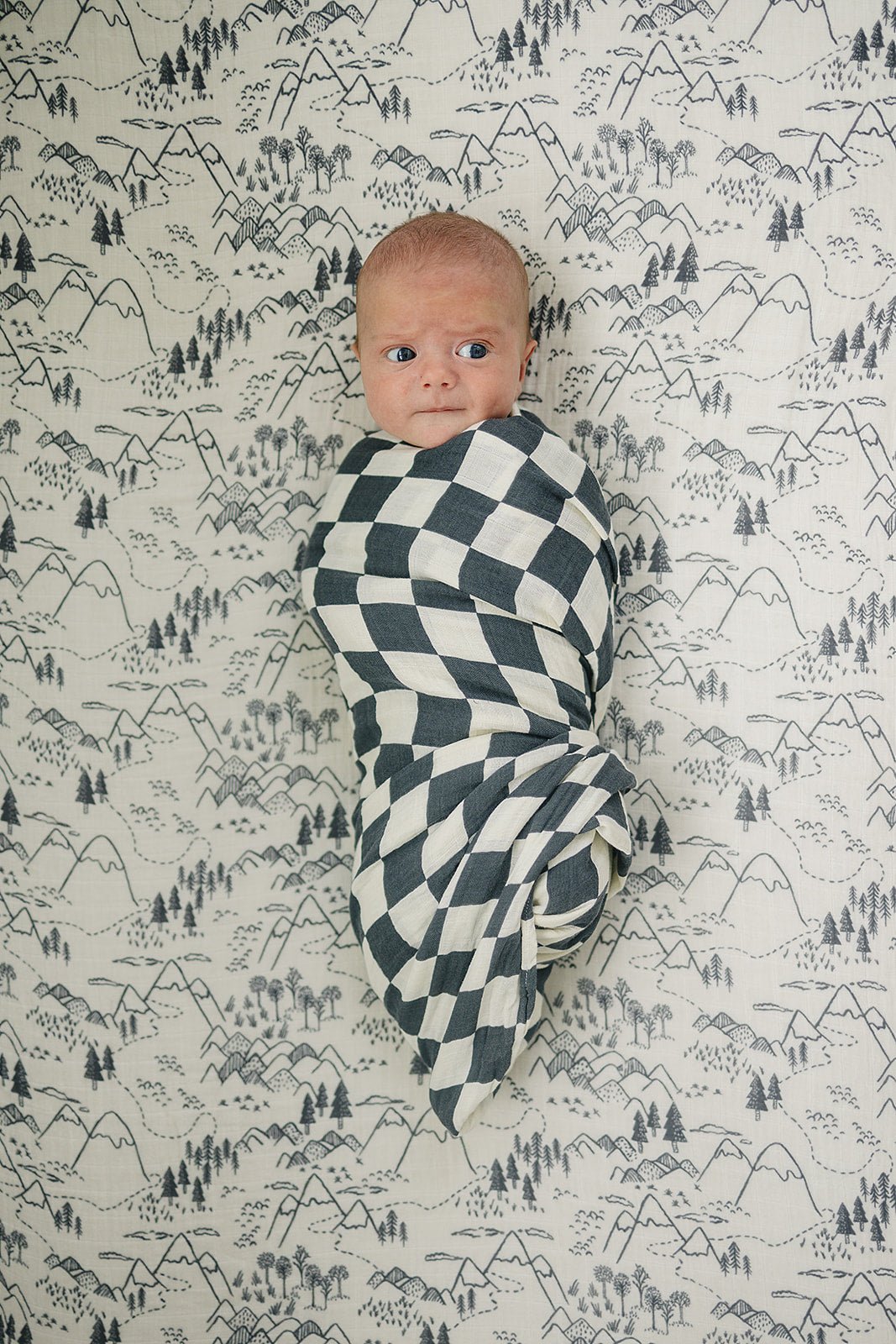 Charcoal Checkered Muslin Swaddle Blanket - Tenth &amp; Pine - 