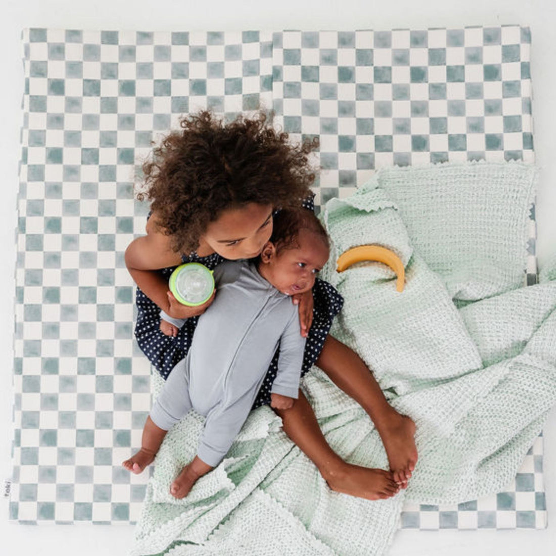 Checker Matcha Vegan Leather Mat - Tenth & Pine - Vegan Leather Padded Mat - Standard