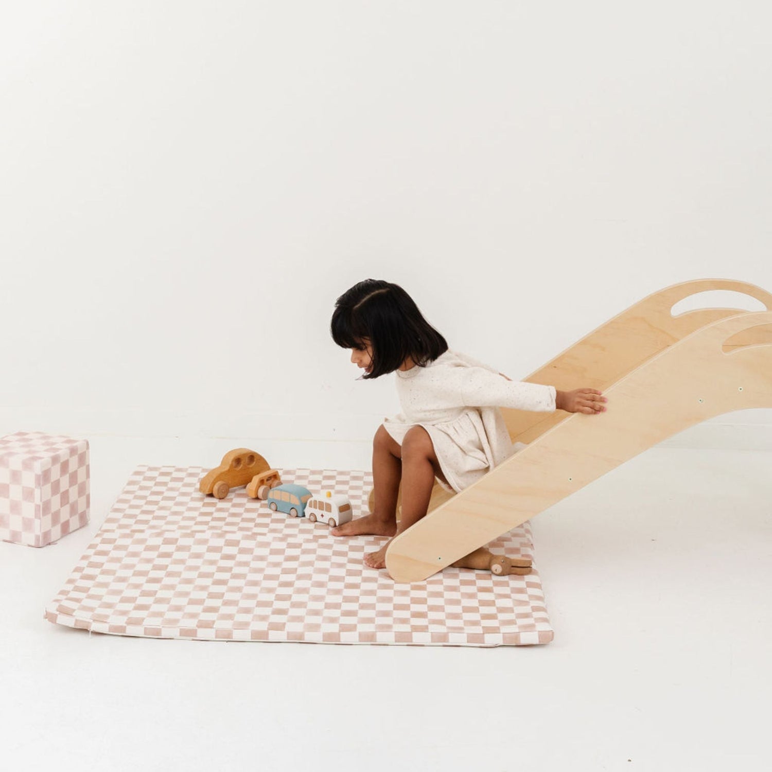 Checker Toffee Vegan Leather Mat - Tenth &amp; Pine - Vegan Leather Padded Mat - Standard