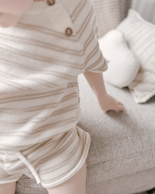Organic Cotton Knit Stripe Short Set