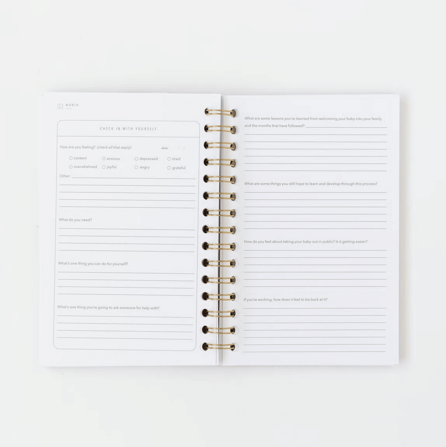 Coil - Bound Postpartum Journal (Cashew) - Tenth &amp; Pine - 