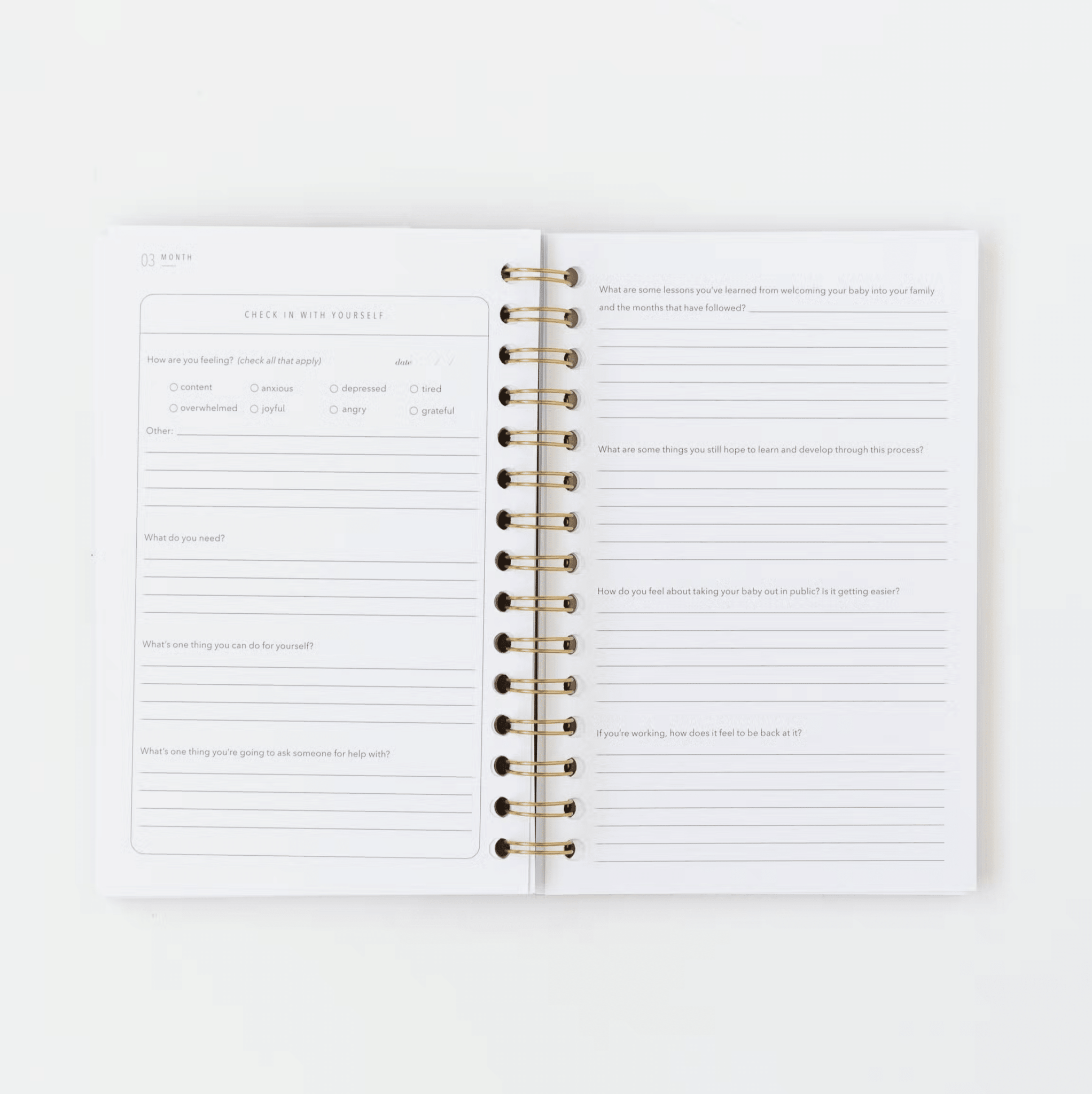 Coil - Bound Postpartum Journal (Cashew) - Tenth &amp; Pine - 