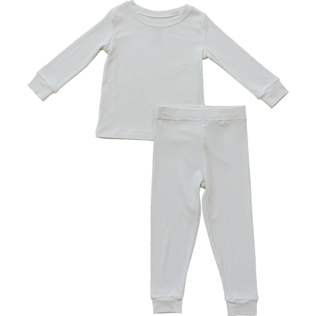 Cream Ribbed Bamboo Cozy Set - Tenth &amp; Pine - Bamboo 2 Piece PJ - 6 - 12 - Mebie Baby