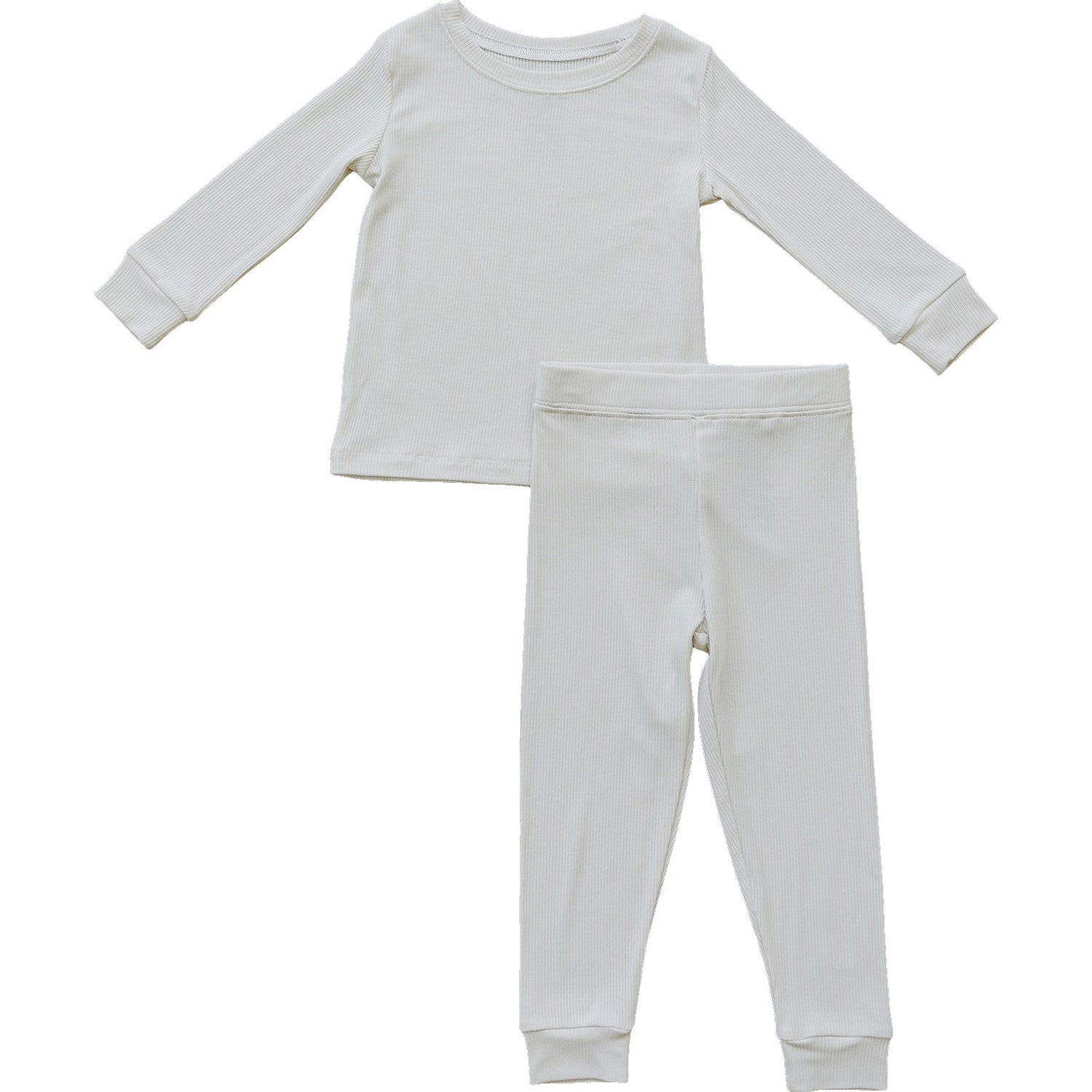 Cream Ribbed Bamboo Cozy Set - Tenth &amp; Pine - Bamboo 2 Piece PJ - 6 - 12 - Mebie Baby