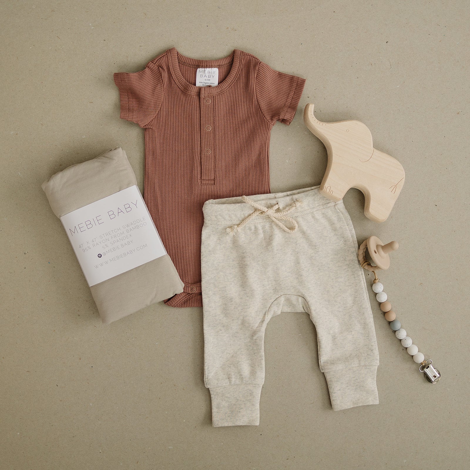 Dusty Rose Organic Cotton Ribbed Snap Bodysuit - Tenth &amp; Pine - NB - Mebie Baby