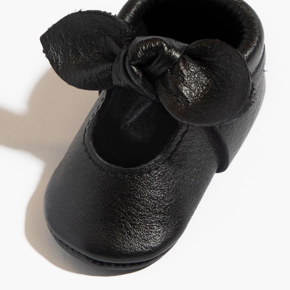 Ebony Knotted Bow Baby Shoe - Tenth & Pine - Knotted Bow Mocc - Soft Sole - 1