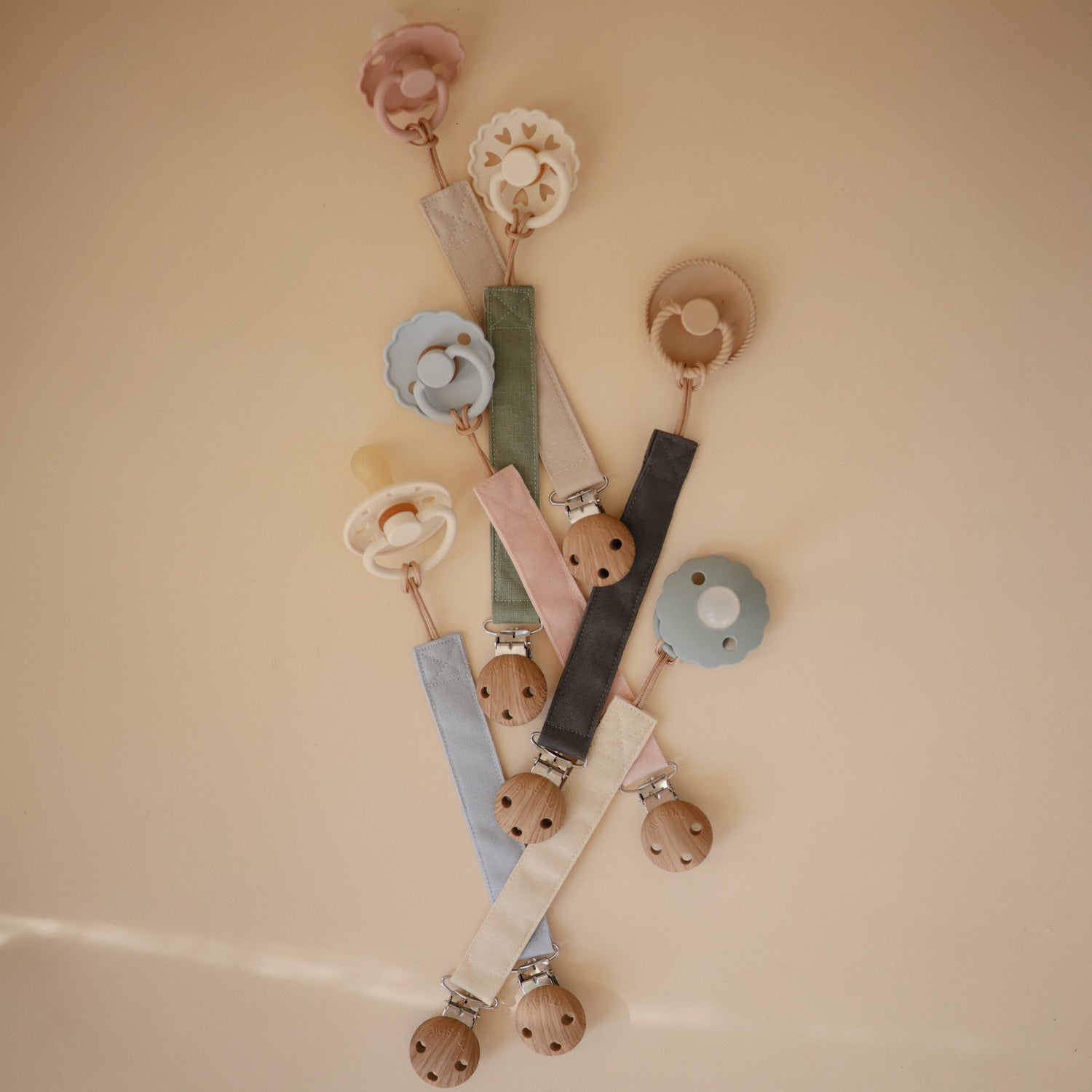 Linen Pacifier Clip 2 - Pack - Tenth &amp; Pine - Pacifier Clip - Blush/Cream