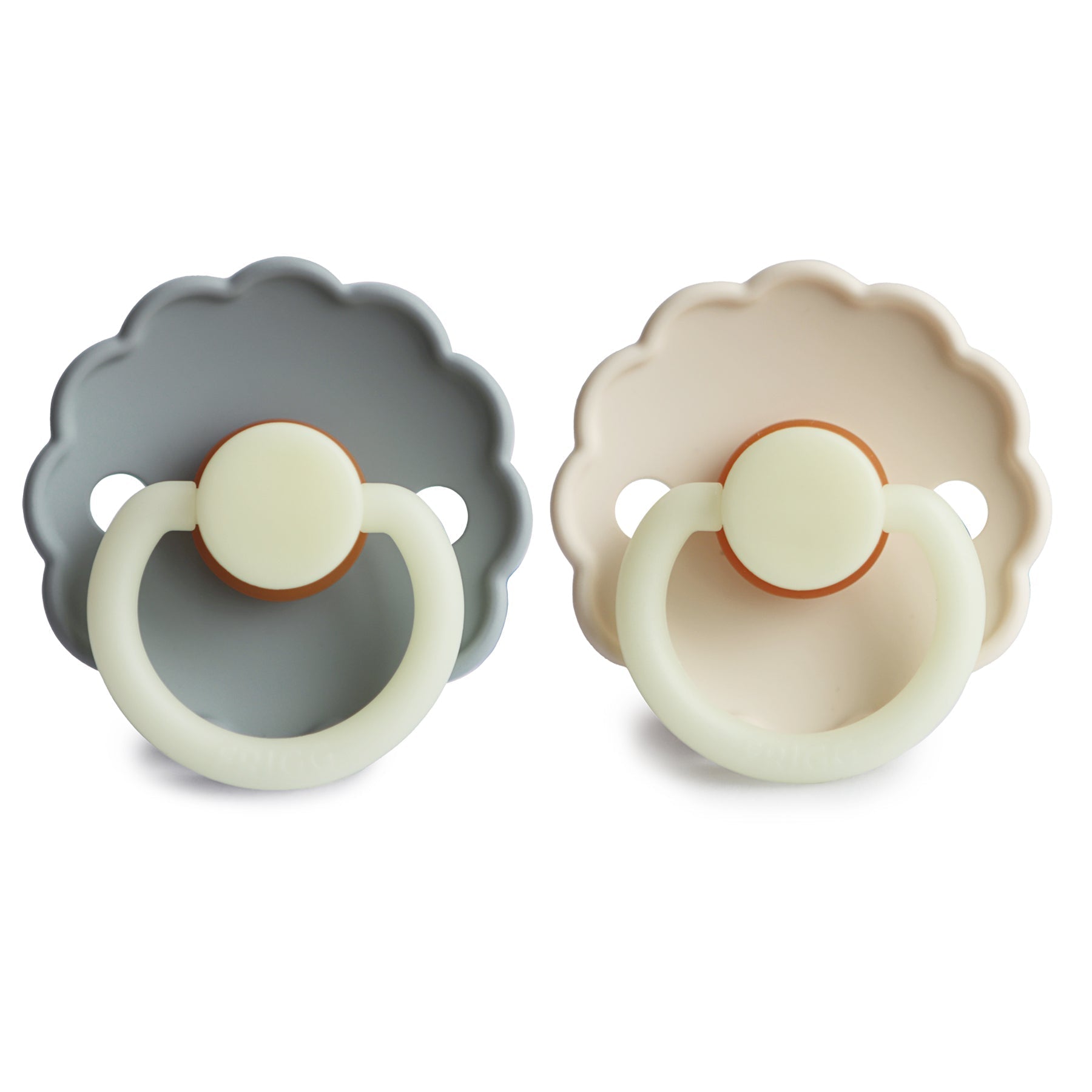FRIGG Daisy Night Natural Rubber Pacifier 2 - Pack - Tenth &amp; Pine - FRIGG PACIFIERS - 6 - 18 months - Croissant/Cream