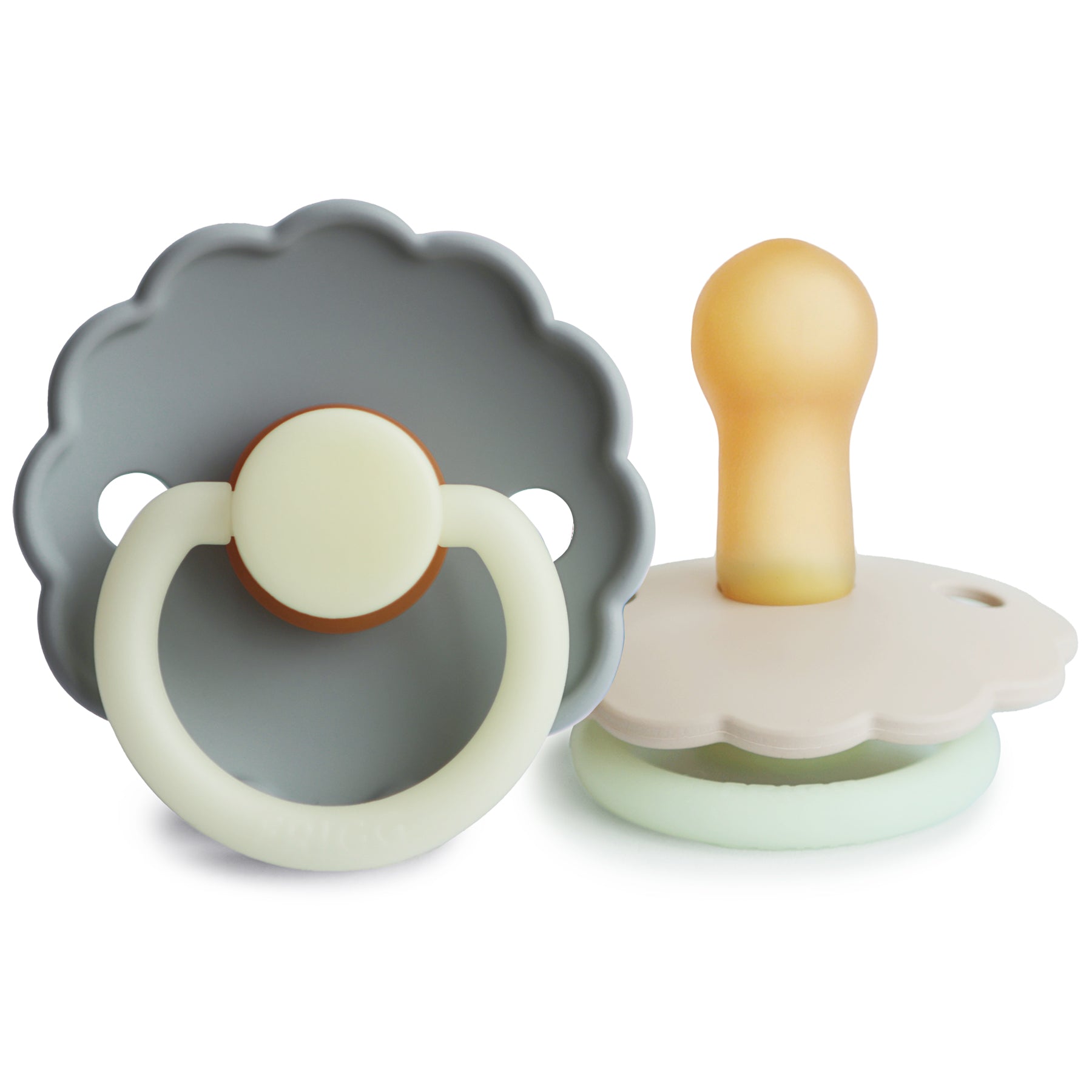 FRIGG Daisy Night Natural Rubber Pacifier 2 - Pack - Tenth &amp; Pine - FRIGG PACIFIERS - 6 - 18 months - Croissant/Cream