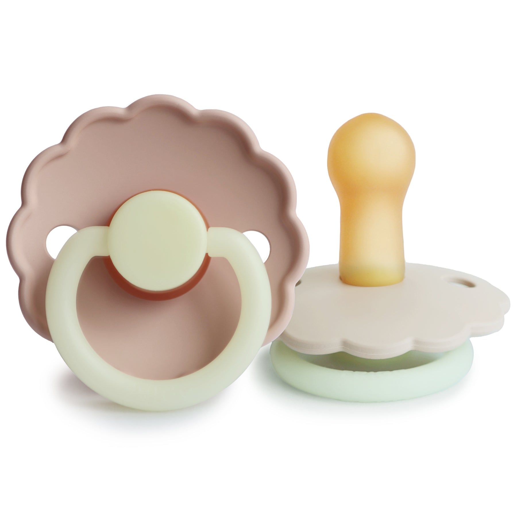 FRIGG Daisy Night Natural Rubber Pacifier 2 - Pack - Tenth &amp; Pine - FRIGG PACIFIERS - 6 - 18 months - Blush/Cream