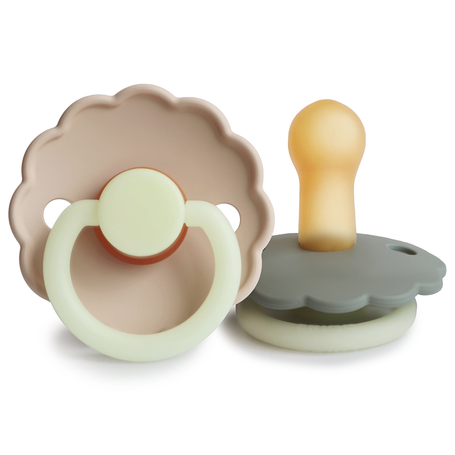 FRIGG Daisy Night Natural Rubber Pacifier 2 - Pack - Tenth &amp; Pine - FRIGG PACIFIERS - 6 - 18 months - Portobello/Croissant