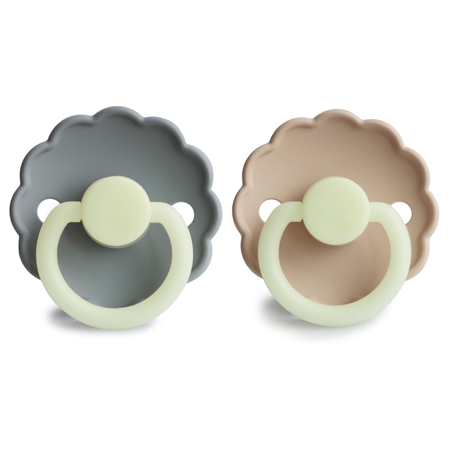 FRIGG Daisy Night Silicone Pacifier 2 - Pack - Tenth &amp; Pine - FRIGG PACIFIERS - 6 - 18 months - Portobello/Croissant