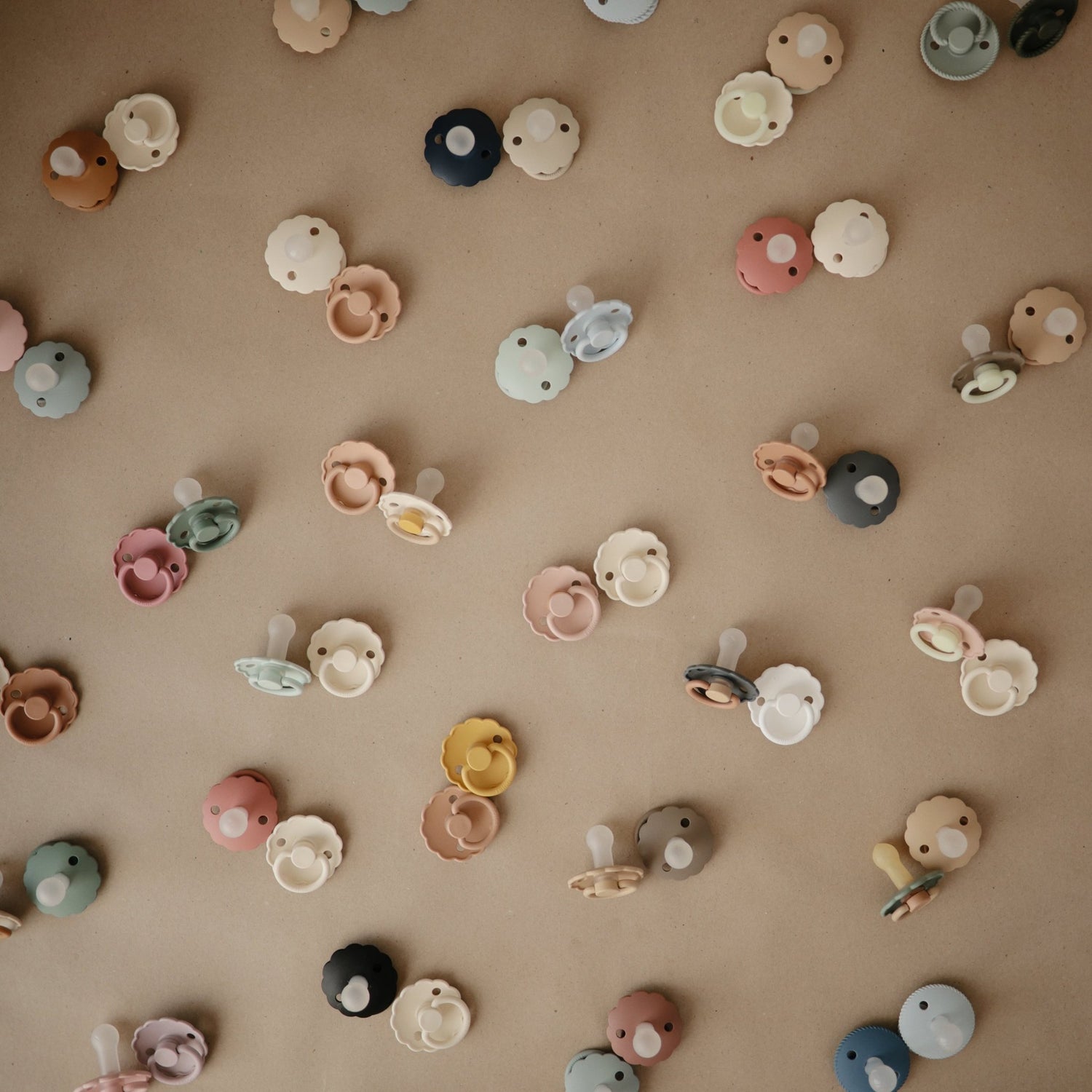 FRIGG Daisy Night Silicone Pacifier 2 - Pack - Tenth &amp; Pine - FRIGG PACIFIERS - 6 - 18 months - Portobello/Croissant