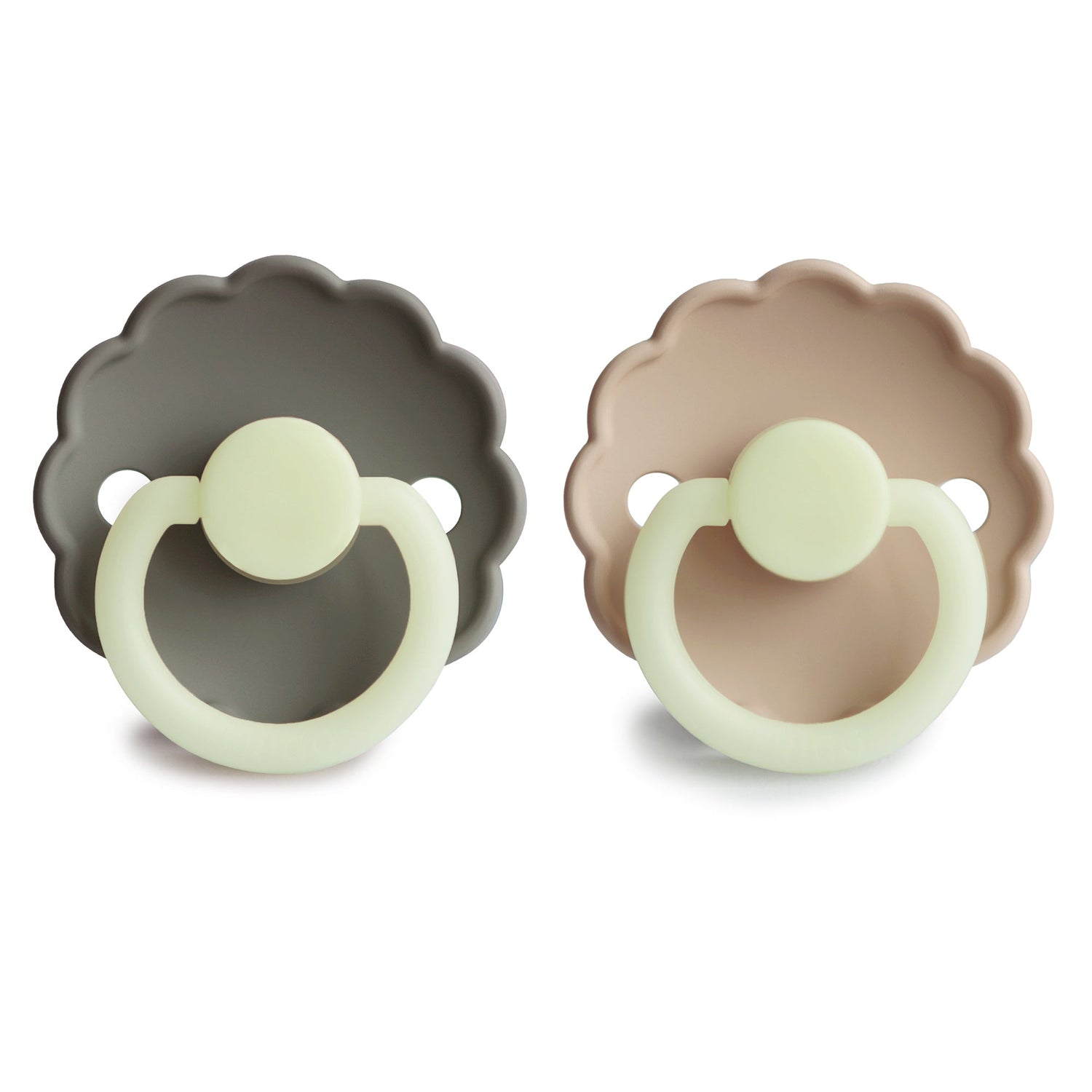 FRIGG Daisy Night Silicone Pacifier 2 - Pack - Tenth &amp; Pine - FRIGG PACIFIERS - 6 - 18 months - Portobello/Croissant
