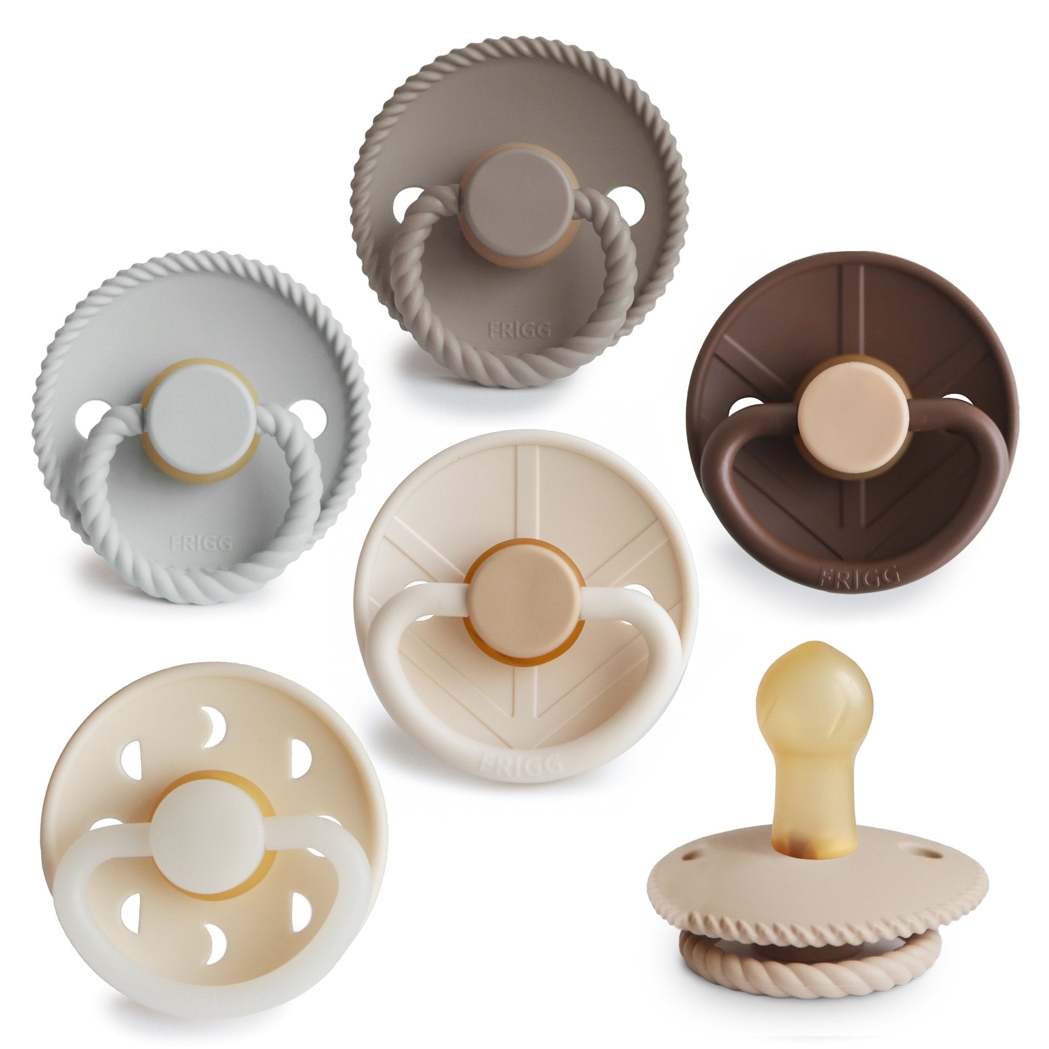 FRIGG Natural Rubber 6 - Pack - Tenth &amp; Pine - FRIGG PACIFIERS - 0 - 6 Months - Earthy Wonder