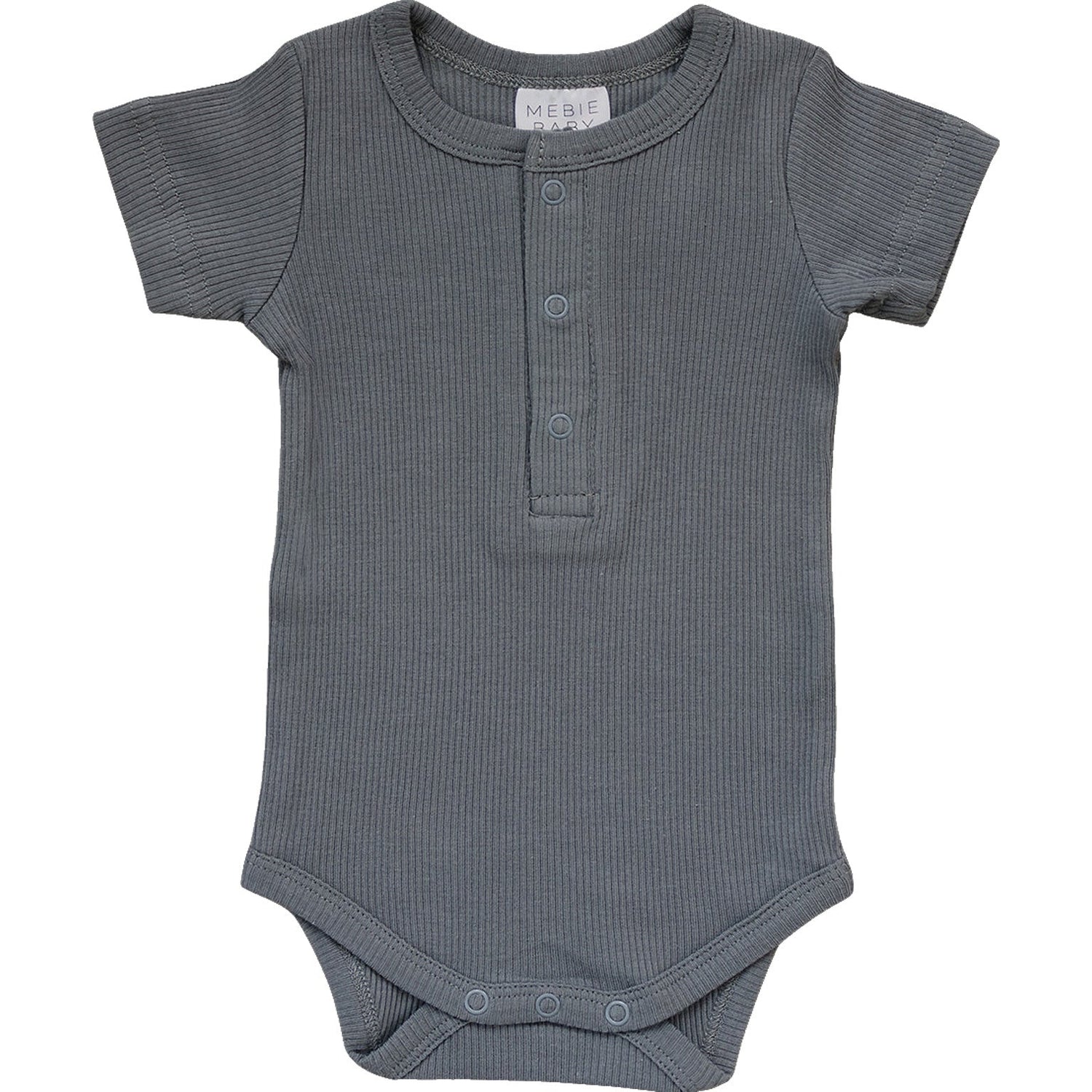 Grey Organic Cotton Ribbed Snap Bodysuit - Tenth &amp; Pine - NB - Mebie Baby
