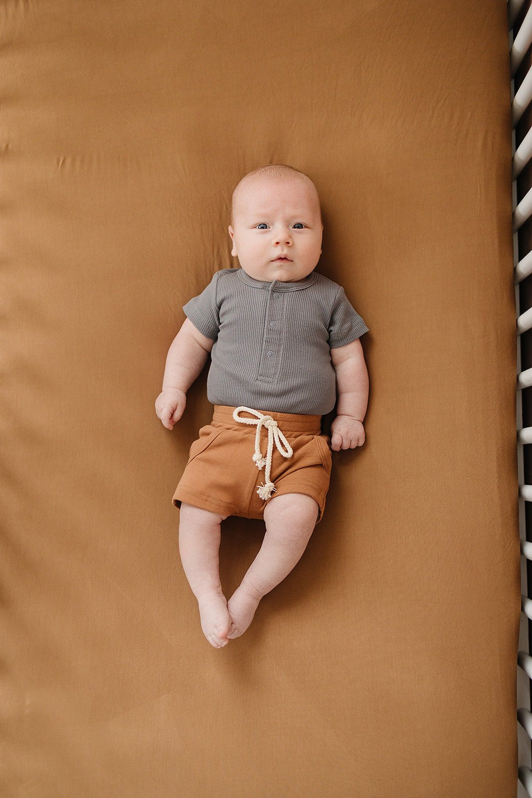 Grey Organic Cotton Ribbed Snap Bodysuit - Tenth & Pine - NB - Mebie Baby
