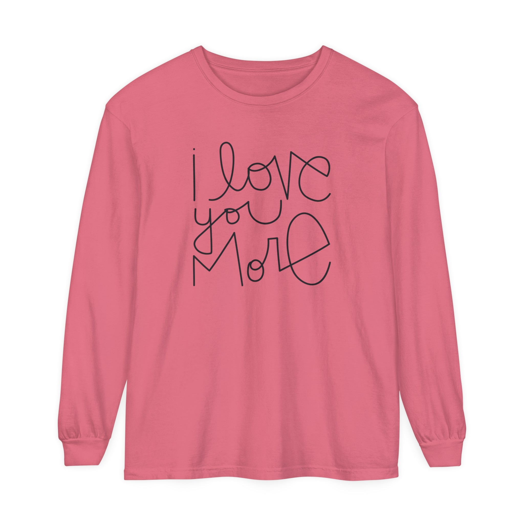 I Love You More Adult Long Sleeve T-Shirt - Tenth &amp; Pine - Long Sleeve Adult Tee - S - Watermelon