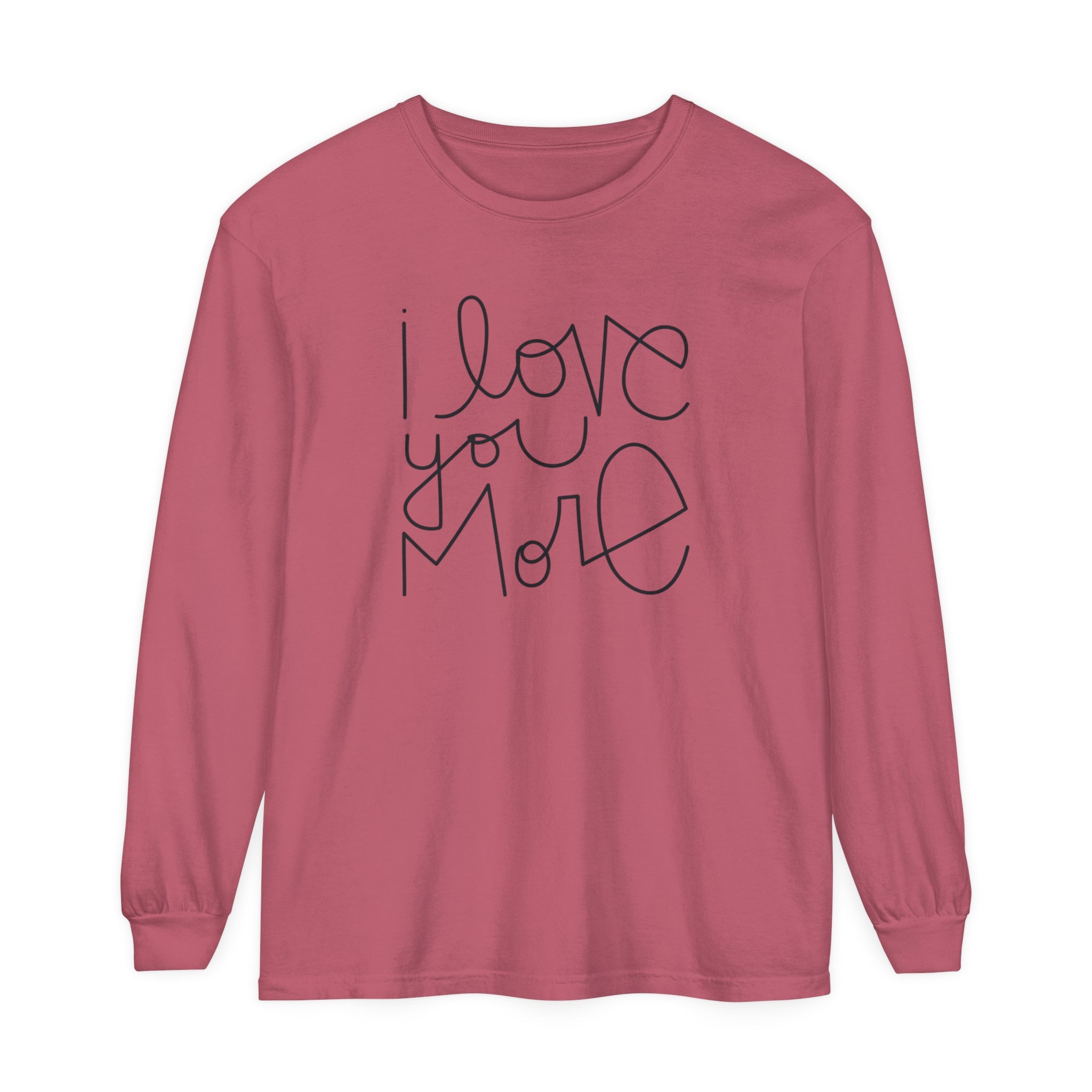 I Love You More Adult Long Sleeve T-Shirt - Tenth &amp; Pine - Long Sleeve Adult Tee - S - Crimson