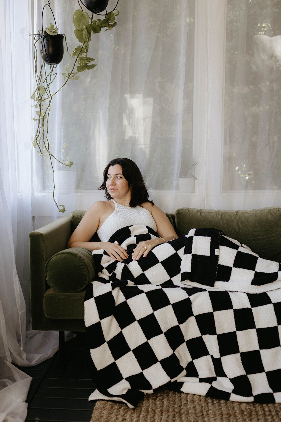 Plush Blanket  | Black &amp; White Checkerboard