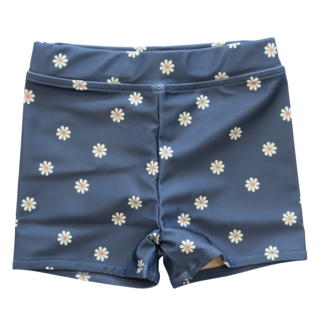 Kids Navy Daisy Swim Trunks - Tenth &amp; Pine - Swim Shorts - 3M