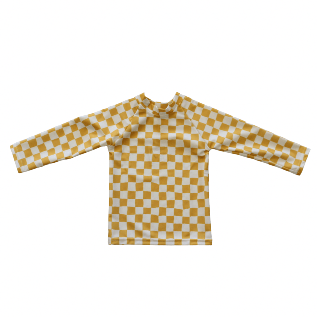 Kids Yellow Check Rash Guard - Tenth &amp; Pine - Rashguard - 3M