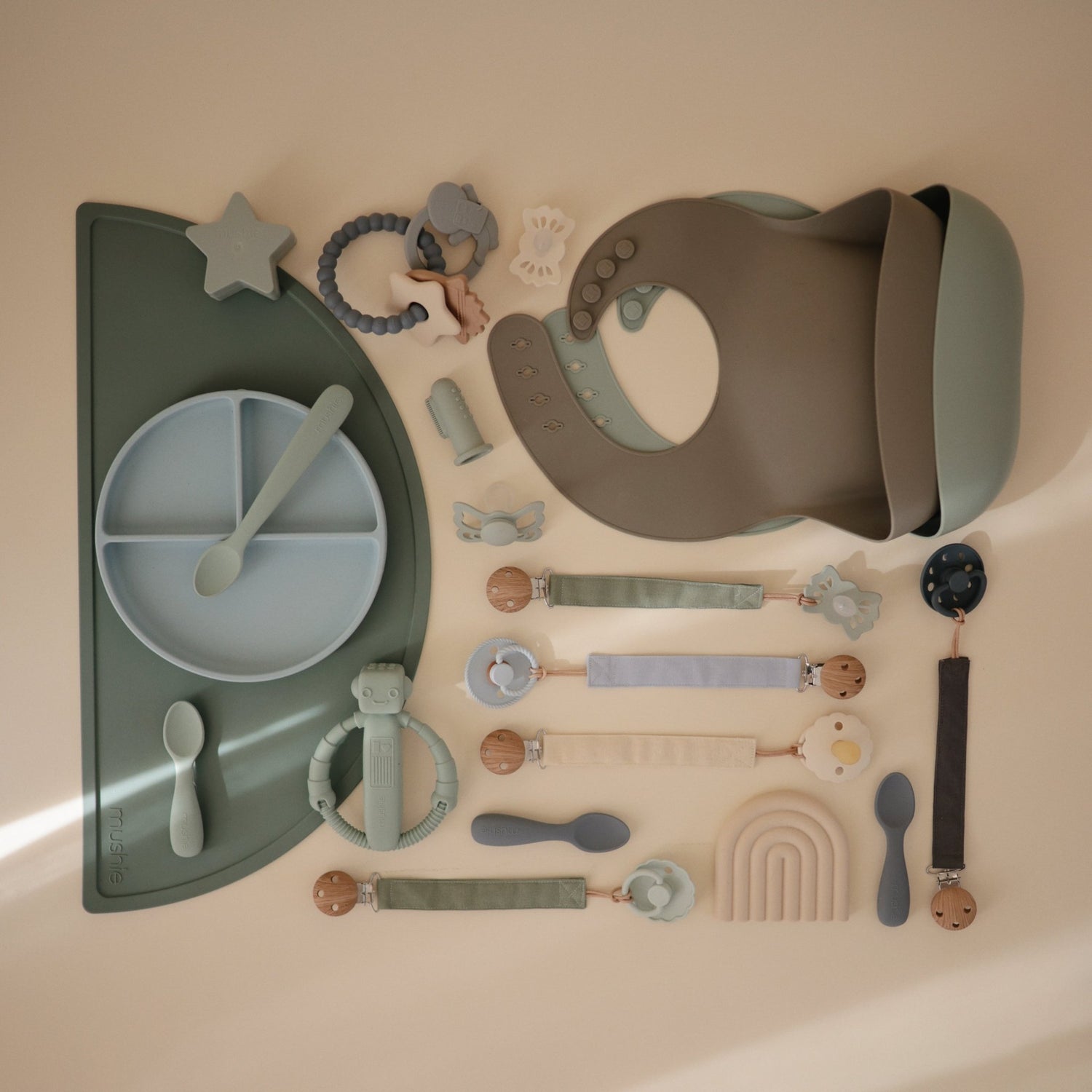 Linen Pacifier Clip 2 - Pack - Tenth &amp; Pine - Pacifier Clip - Blush/Cream