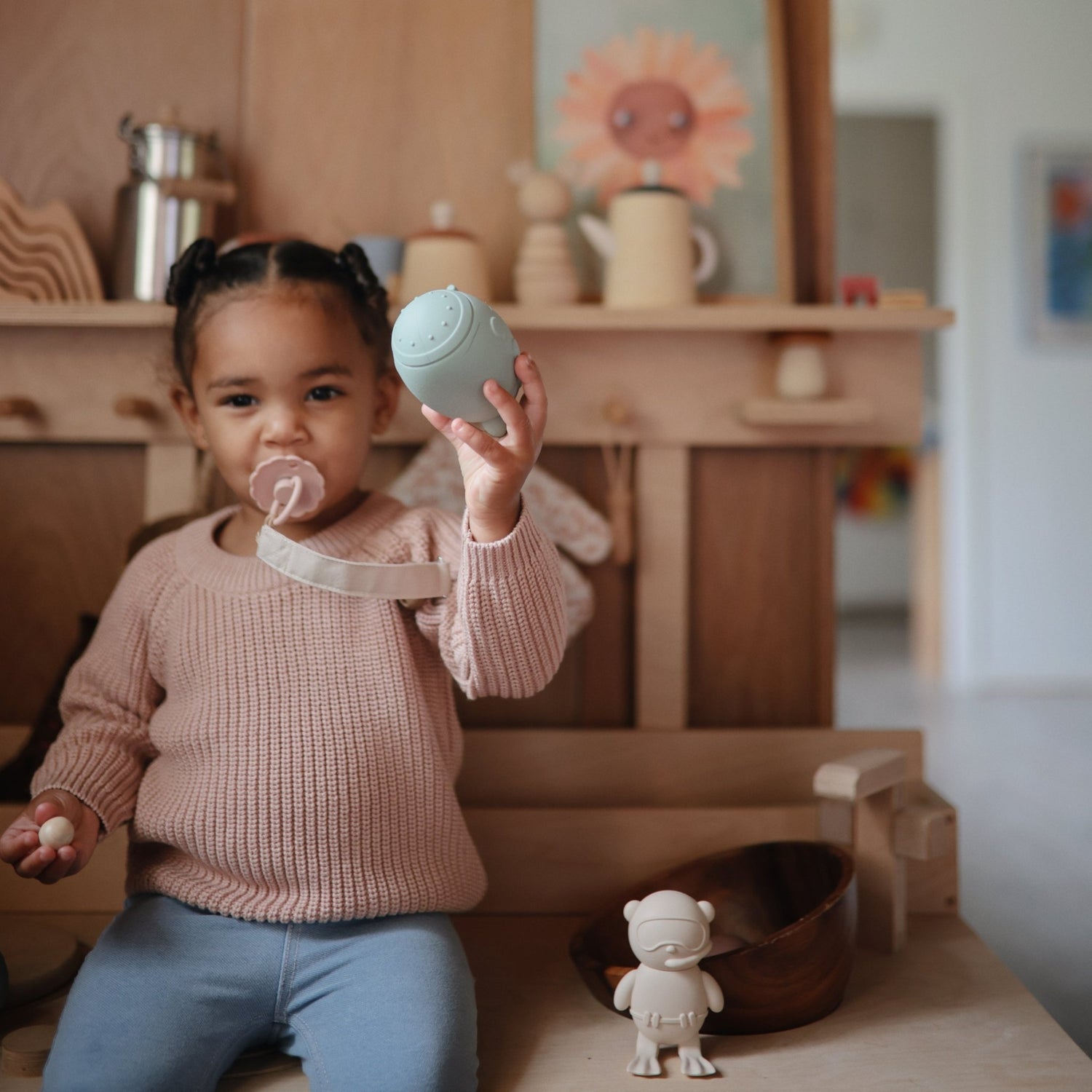 Linen Pacifier Clip 2 - Pack - Tenth &amp; Pine - Pacifier Clip - Blush/Cream