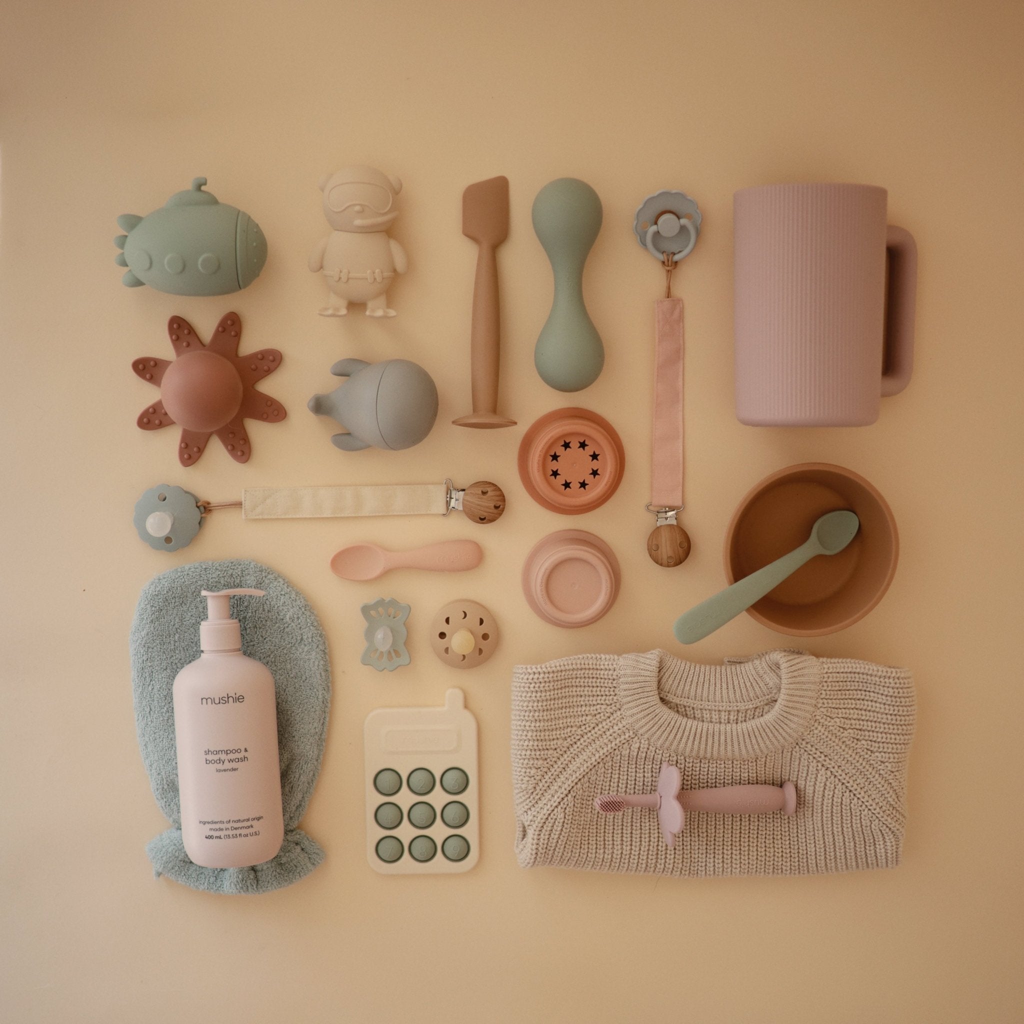 Linen Pacifier Clip 2 - Pack - Tenth &amp; Pine - Pacifier Clip - Blush/Cream