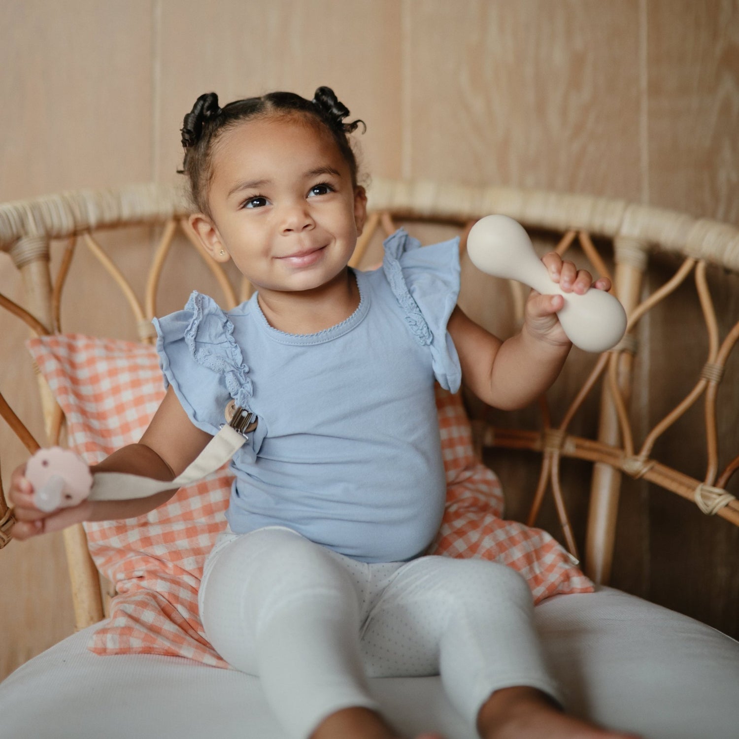 Linen Pacifier Clip 2 - Pack - Tenth &amp; Pine - Pacifier Clip - Blush/Cream