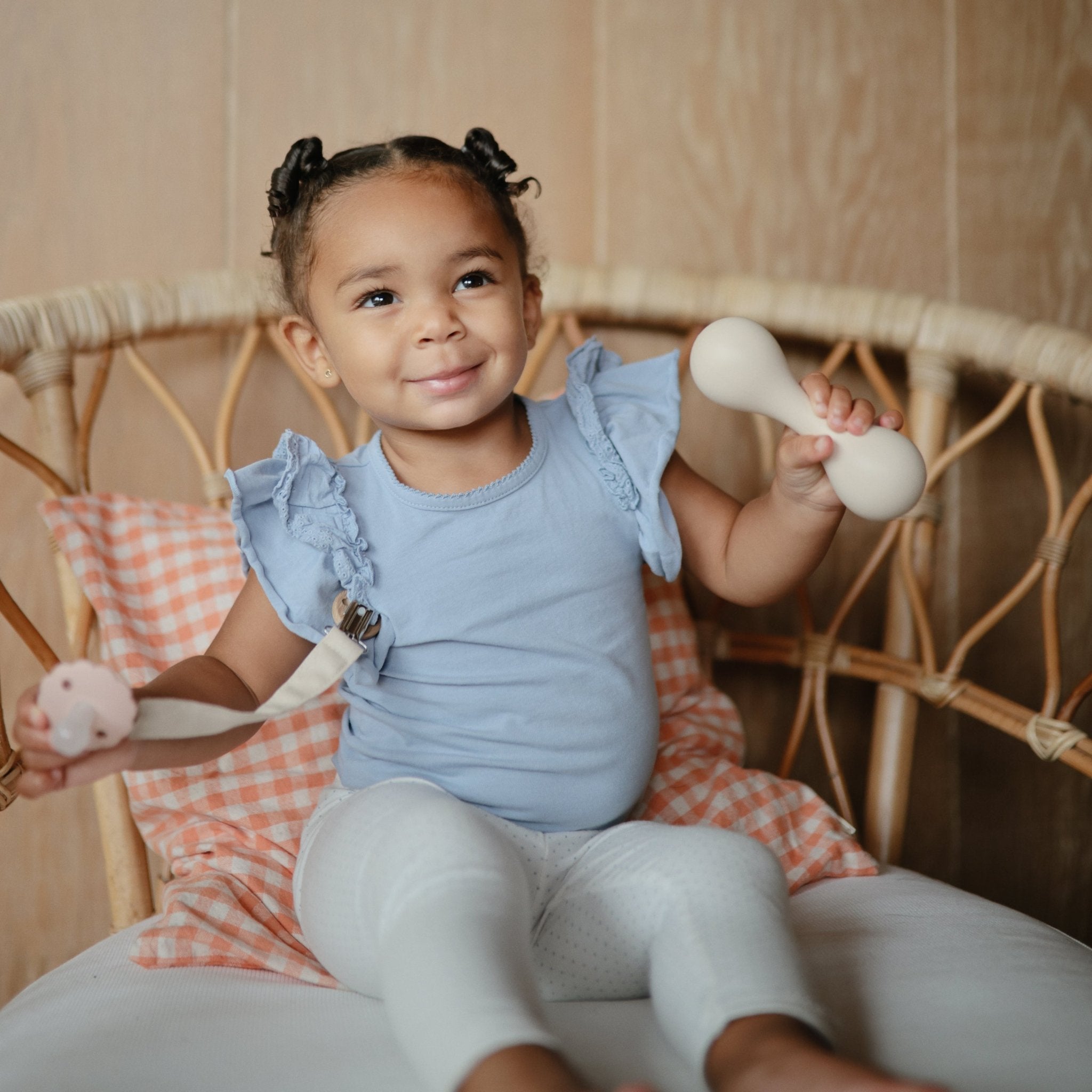 Linen Pacifier Clip 2 - Pack - Tenth &amp; Pine - Pacifier Clip - Blush/Cream