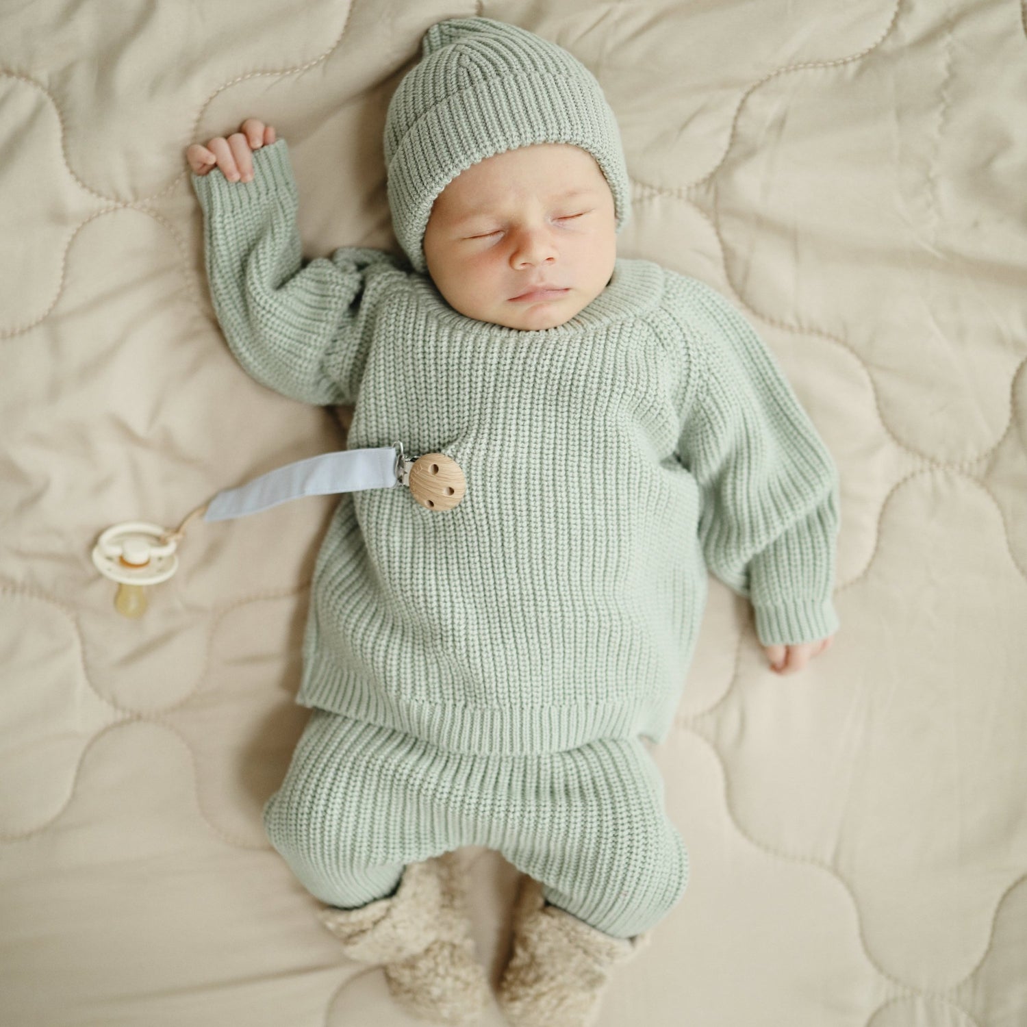 Linen Pacifier Clip 2 - Pack - Tenth &amp; Pine - Pacifier Clip - Blush/Cream