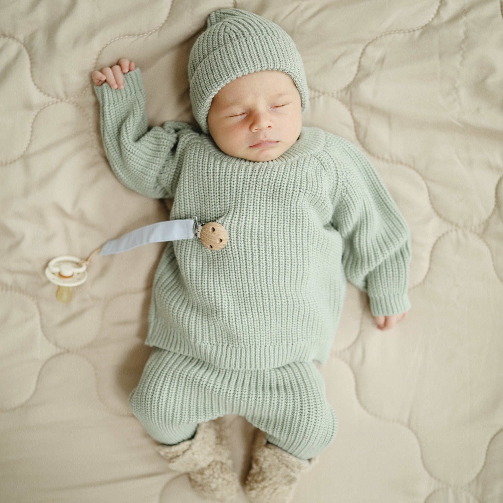 Linen Pacifier Clip 2 - Pack - Tenth &amp; Pine - Pacifier Clip - Blush/Cream