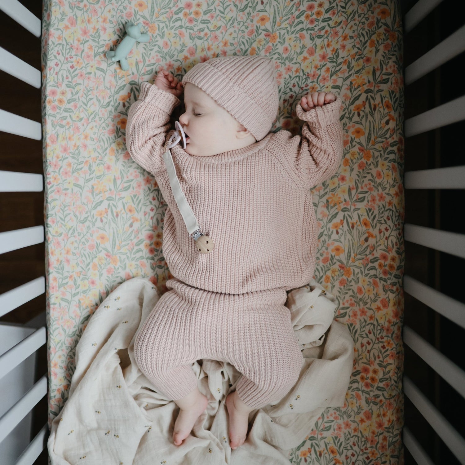 Linen Pacifier Clip 2 - Pack - Tenth &amp; Pine - Pacifier Clip - Blush/Cream