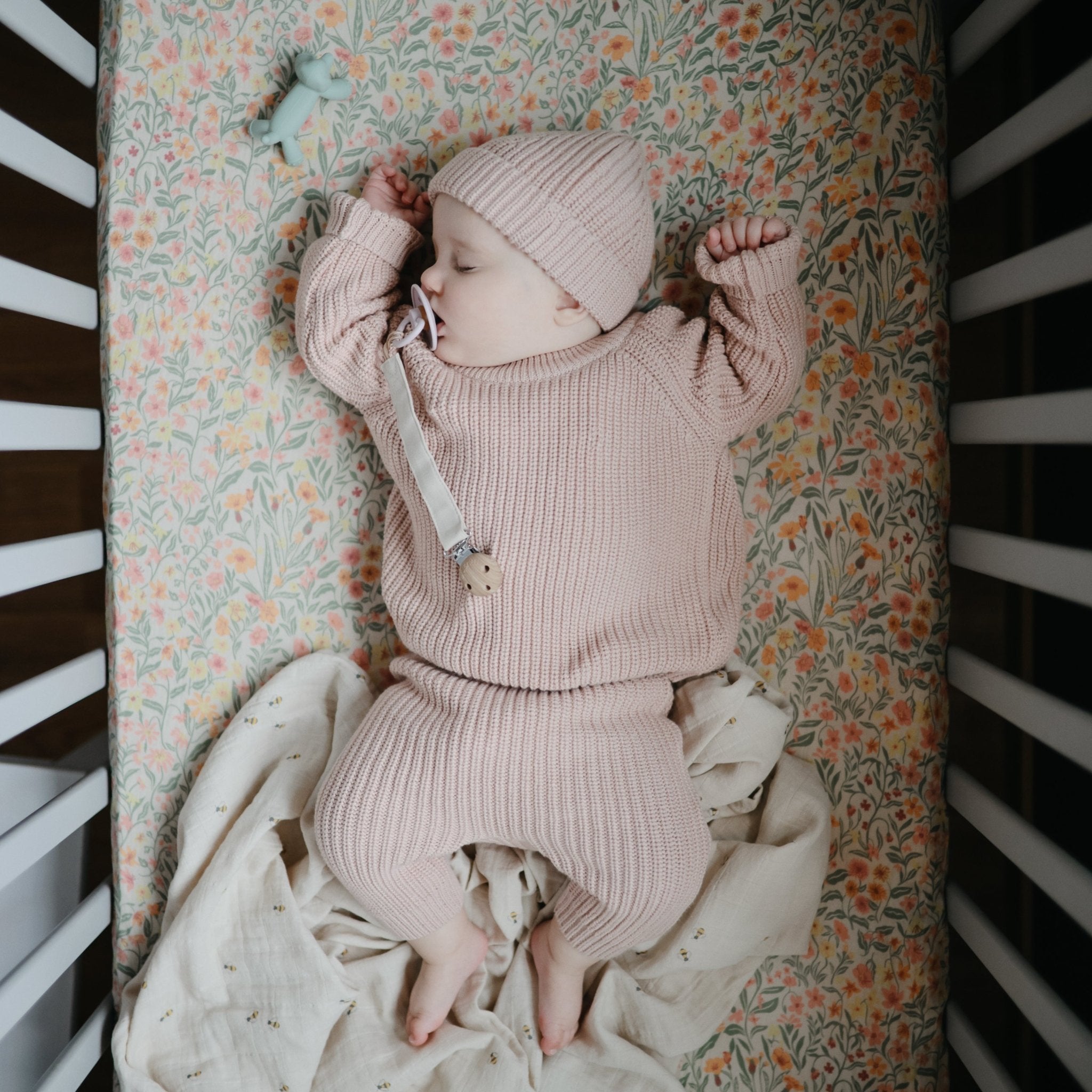 Linen Pacifier Clip 2 - Pack - Tenth &amp; Pine - Pacifier Clip - Blush/Cream