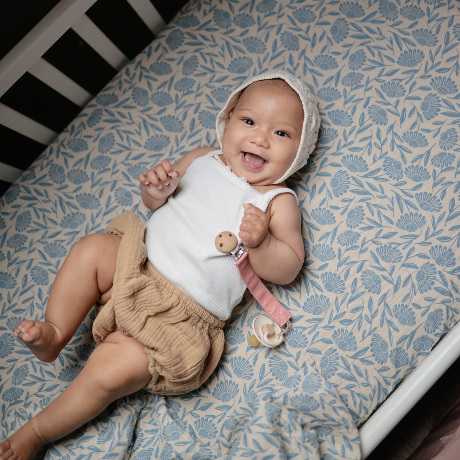 Linen Pacifier Clip 2 - Pack - Tenth &amp; Pine - Pacifier Clip - Blush/Cream