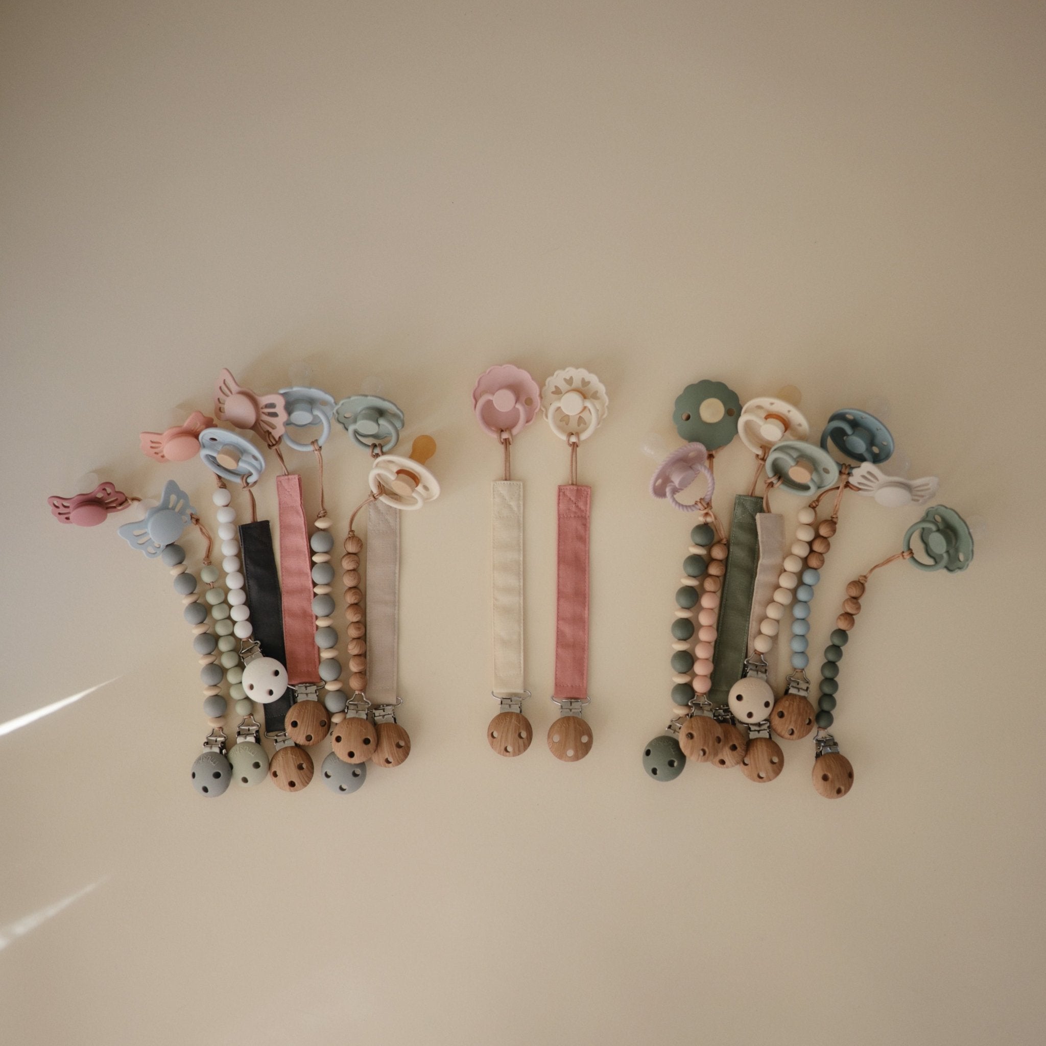 Linen Pacifier Clip 2 - Pack - Tenth &amp; Pine - Pacifier Clip - Blush/Cream