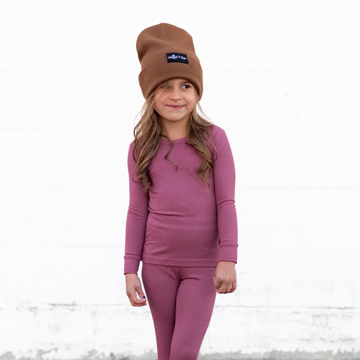 LONG SLEEVE 2 PIECE SETS - Mauve Ribbed - Tenth &amp; Pine - Bamboo 2 Piece PJ - RIB - 12/18m