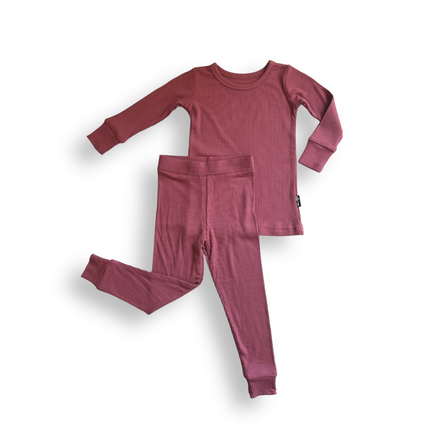 LONG SLEEVE 2 PIECE SETS - Mauve Ribbed - Tenth &amp; Pine - Bamboo 2 Piece PJ - RIB - 12/18m