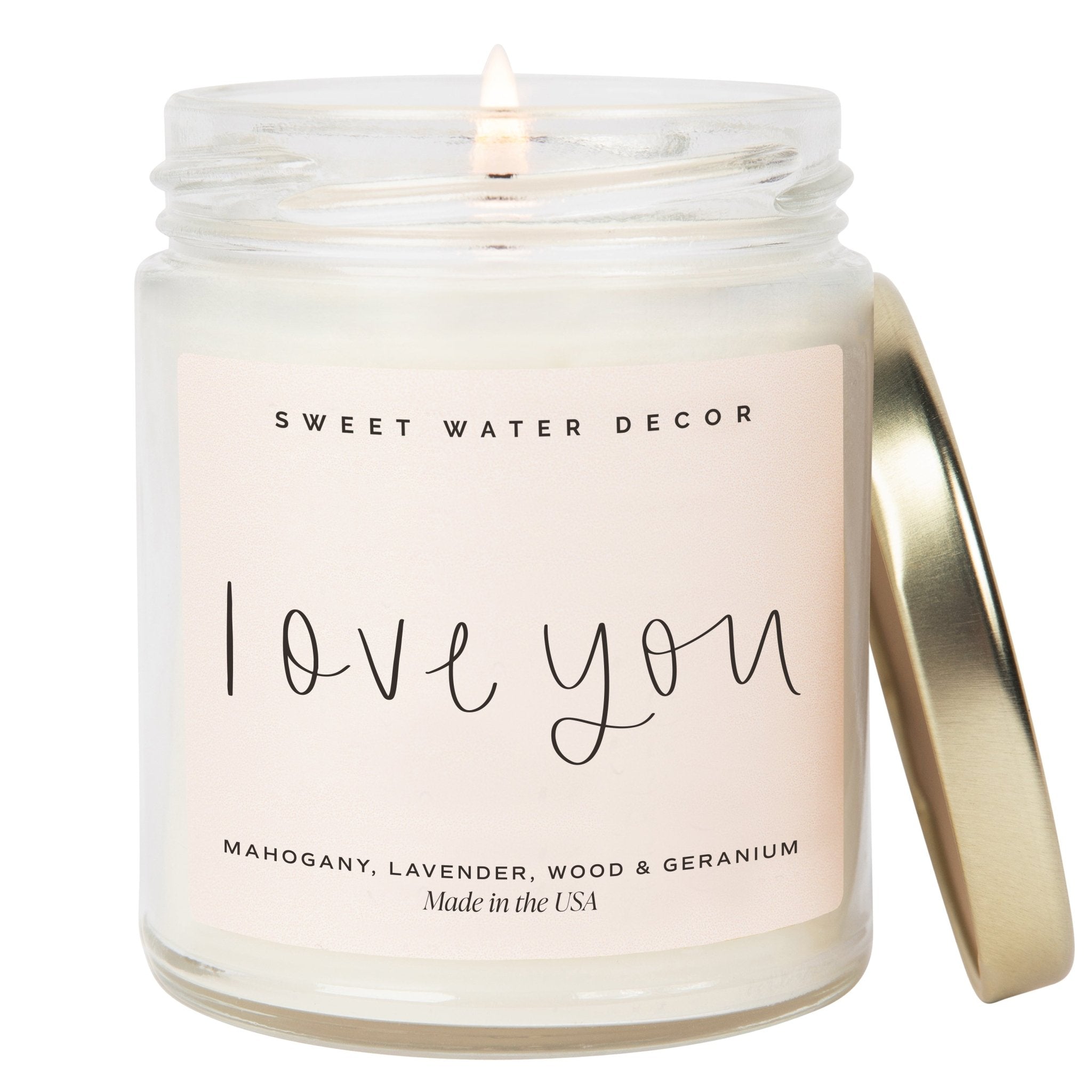 Love You Soy Candle - Clear Jar - 9 oz - Tenth &amp; Pine - Candles - 