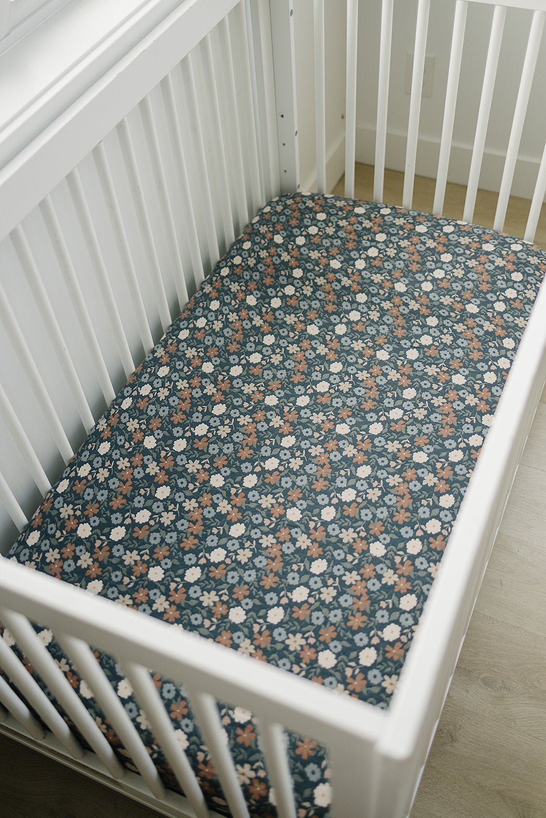 Midnight Floral Muslin Crib Sheet - Tenth & Pine -