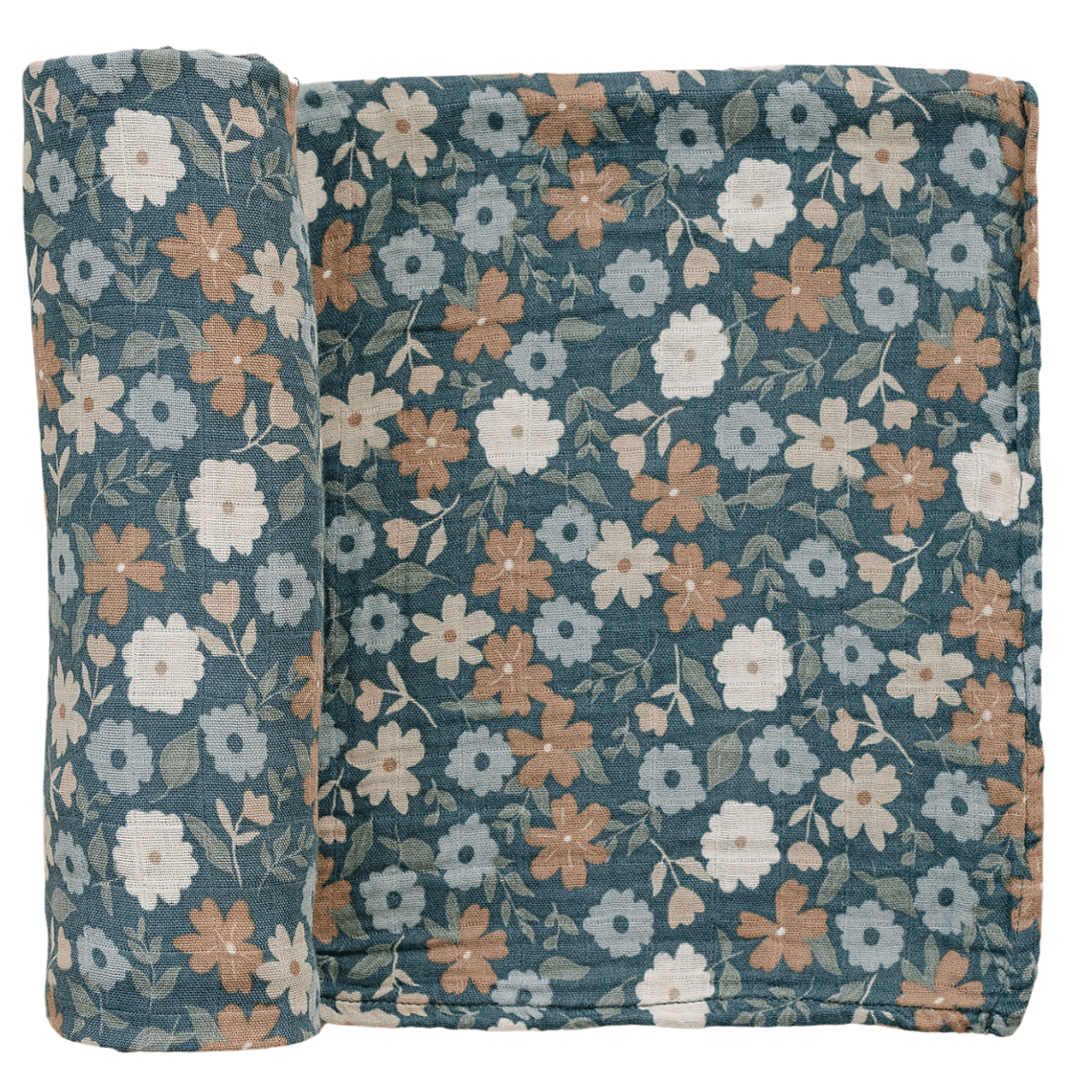 Midnight Floral Muslin Swaddle Blanket - Tenth &amp; Pine - 