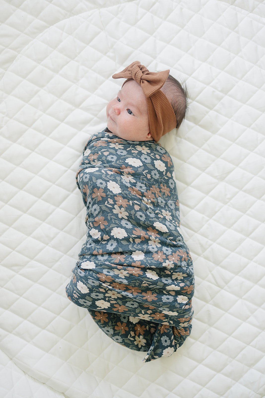 Midnight Floral Muslin Swaddle Blanket - Tenth &amp; Pine - 