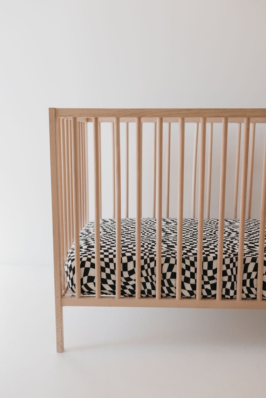 Muslin Crib Sheet | Black &amp; White Wavy Checkerboard - Tenth &amp; Pine - Crib Sheet - forever french baby
