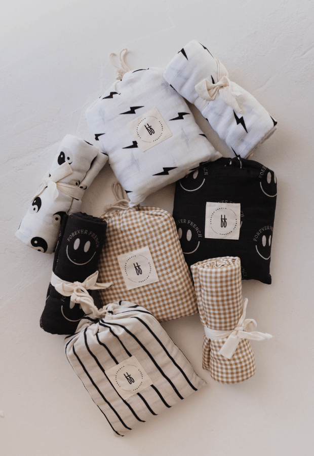 Muslin Swaddle | Black &amp; White Yin Yang - Tenth &amp; Pine - Swaddle - forever french baby