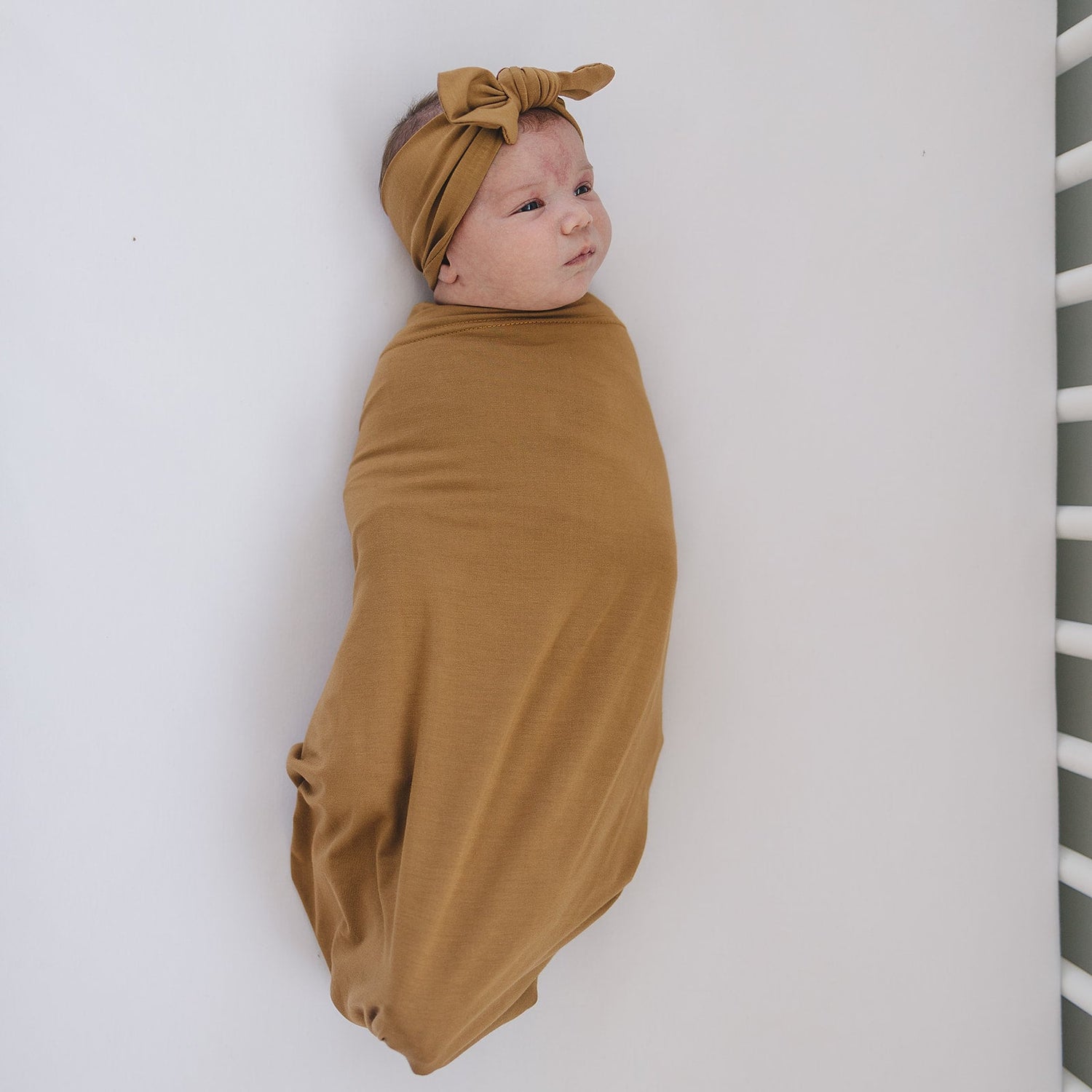 Mustard Bamboo Stretch Swaddle - Tenth &amp; Pine - 